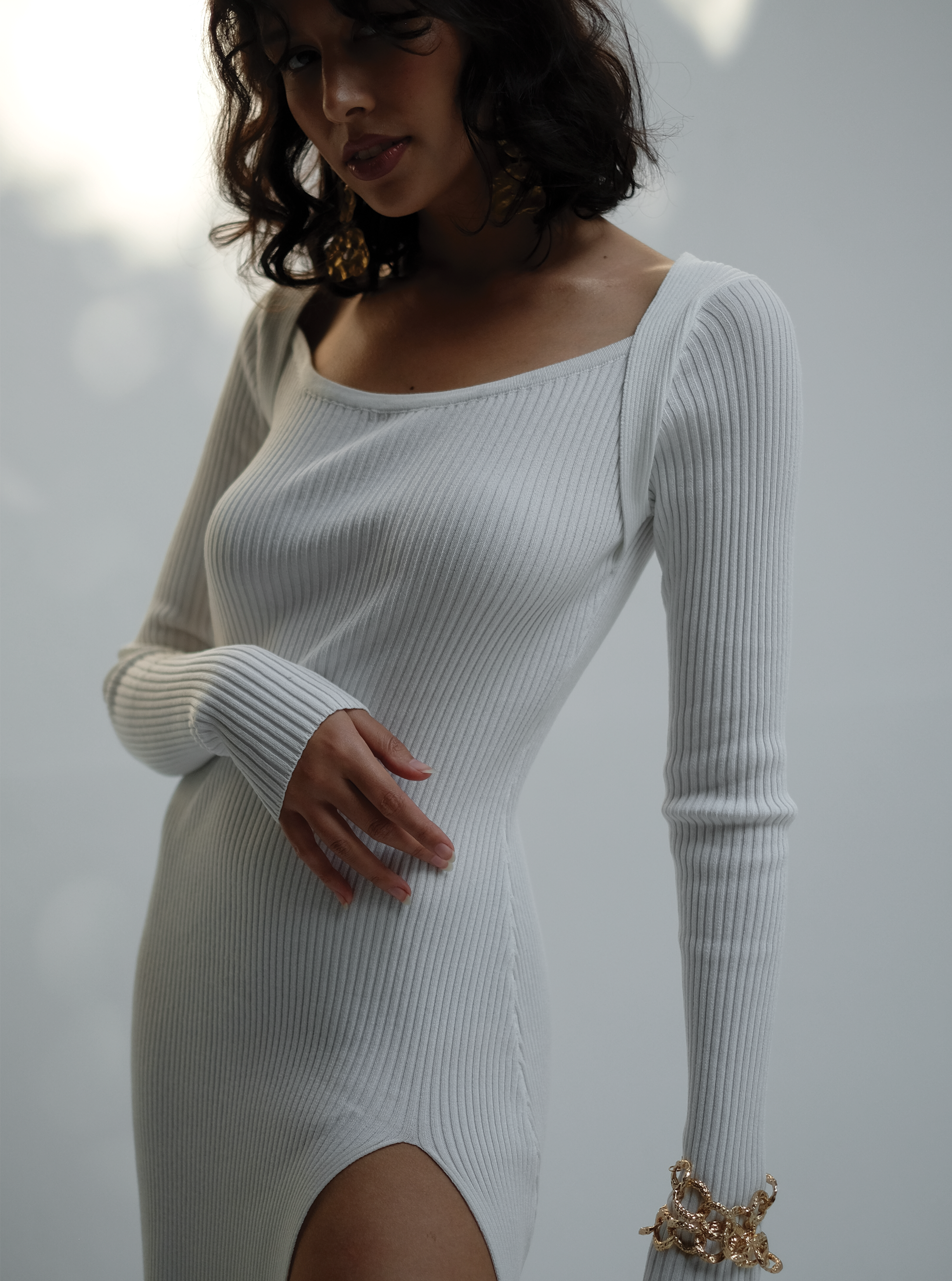 Ginny Knit dress in White – Nomie Studio
