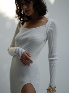 ginny cotton sweater dress Ginny Knit dress in White Nomie Studio